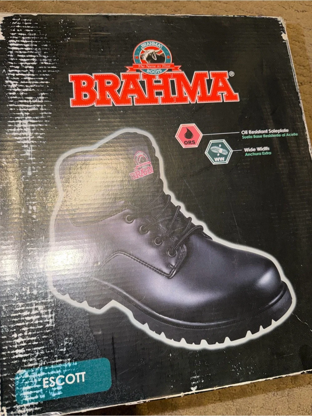 Brahma Black Lace-Up Work Boots